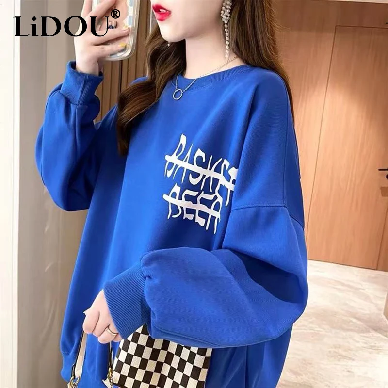 

Autumn Winter Round Neck Pocket Patchwork Loose Casual Sweatshirts Ladies Long Sleeve Harajuku Y2K Popularity Pullover Top Women