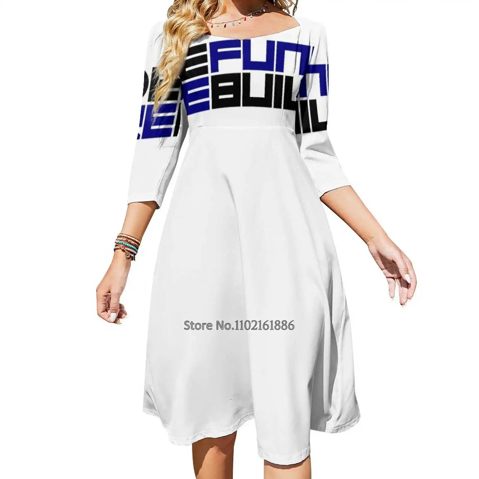 Defund Police And Rebuild For The Future Back Lacing Backless Dress Square Neck Dress Fashion Printed Dress 6Xl Defund Police