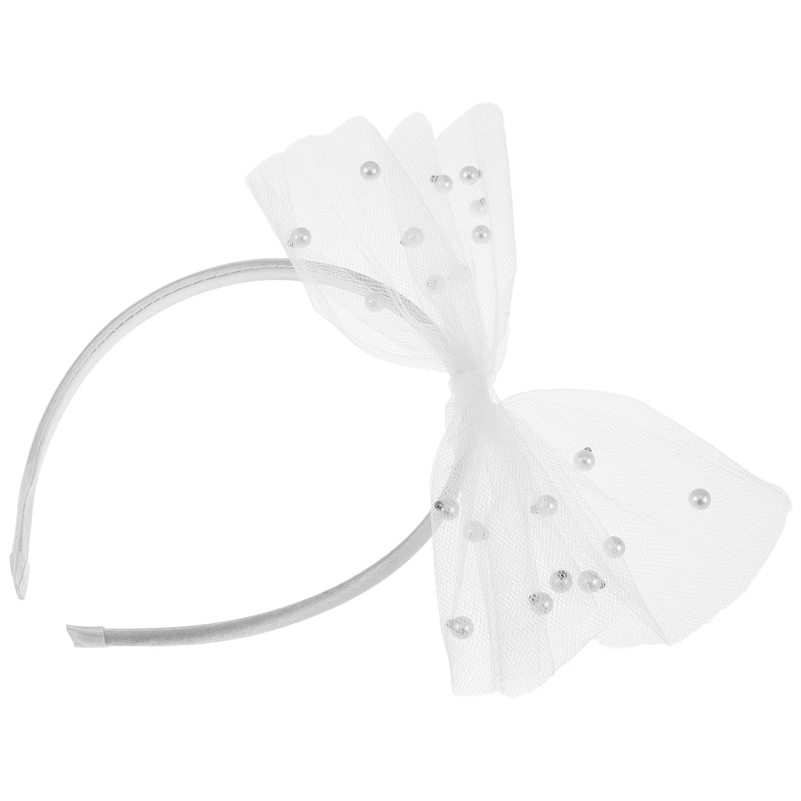 

Party Bowknot Headband Women Wide Tulle Bead Embellished Bow Hairband Bridal Festival Holiday Hair Accessories