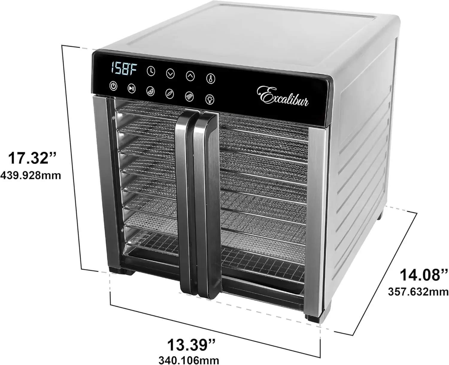 Espace de séchage électrique avec contrôle de la température réglable, Debond alimentaire, 8-escalade, 7.2 Cu, fédération, construction en acier inoxydable et verre