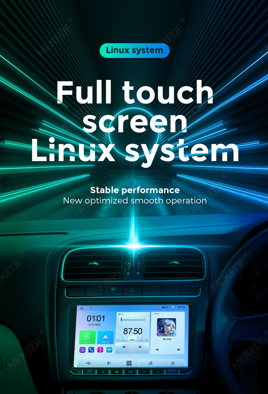 MEKEDE EU Lager 7/9 Zoll Linux-System Kabelloses CarPlay Android Auto 2Din Universelles GPS-Navigations-Autoradio für Volkswagen Universal VW Golf 5 6 Polo Passat B6 B7 CC Skoda Jetta MP5-Player SWC BT WIFI USB FM RDS Host-Einheit Stereo-Multimedia-Player – Detail 2