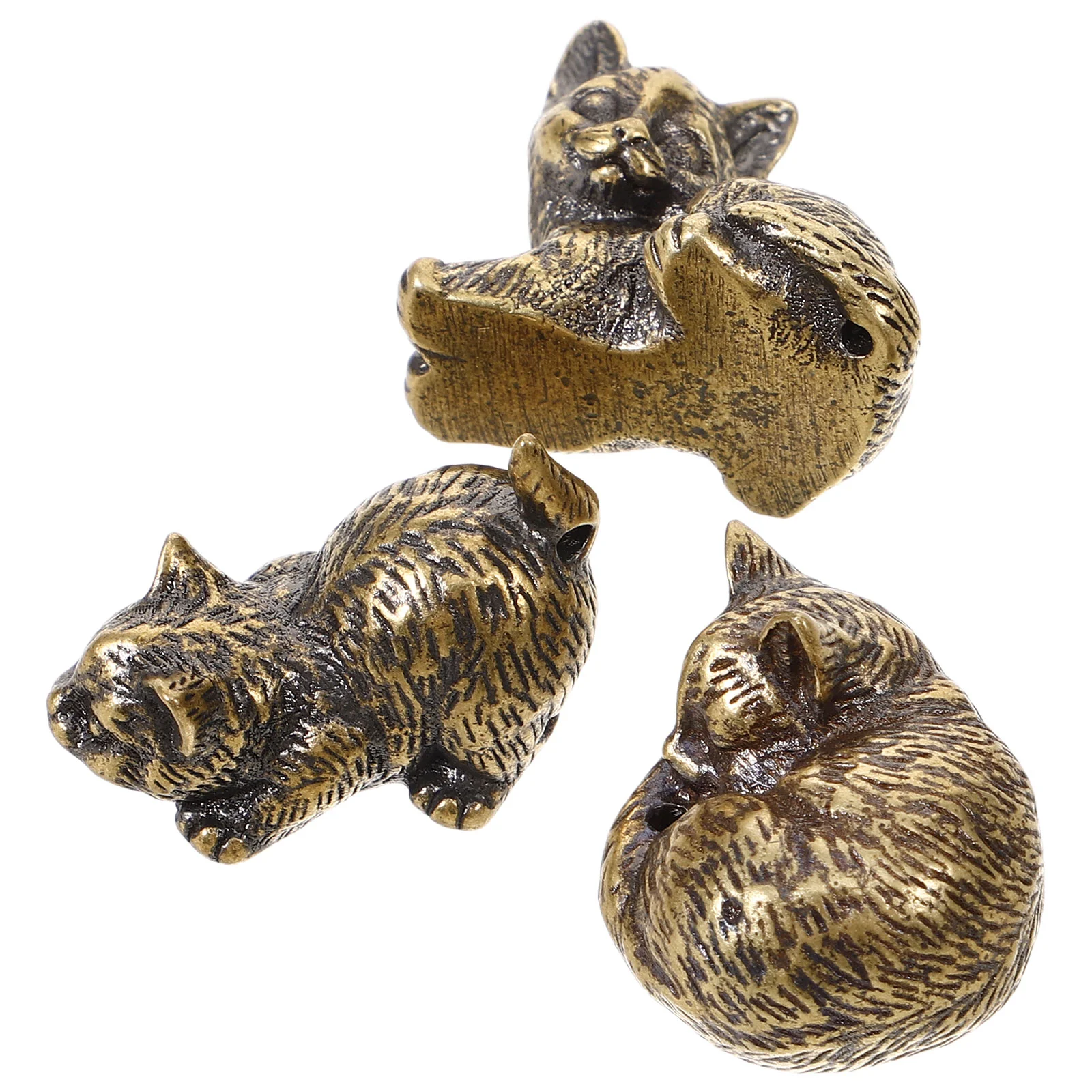 

3 Pcs Brass Kitten Ornament Cat Decor Modeling Table Desk Statue Ornaments Animal