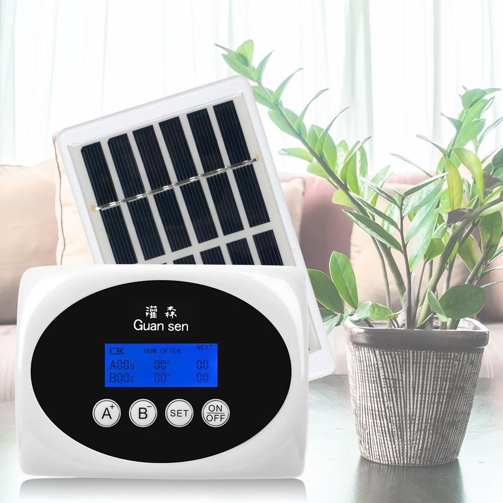 

Double Pump Automatic Watering Device for Plants Garden Drip Irrigation Device Controller Intelligent Solar Drip System Timer