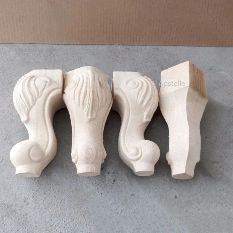 Rubber Wood Table Legs European Style Furniture Feet Accessories Carved Sofa Coffee Table TV Cabinet Legs