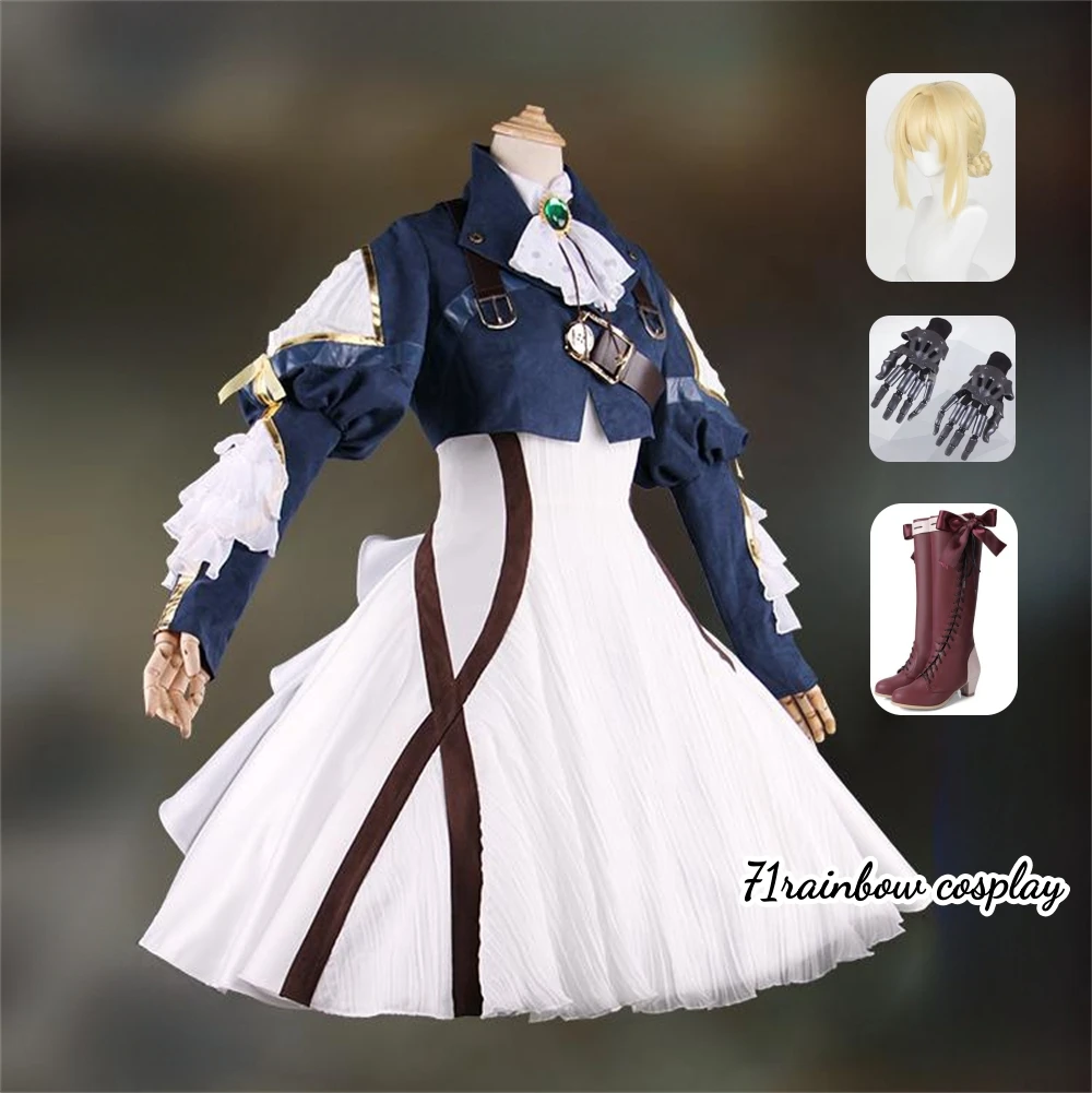 Violet Evergarden Cosplay ヴァイオレット・エヴァーガーデン Cosplay Costume Woman Christmas Uniforms Dress Sets Wig Shoes Violet Evergarden Cos