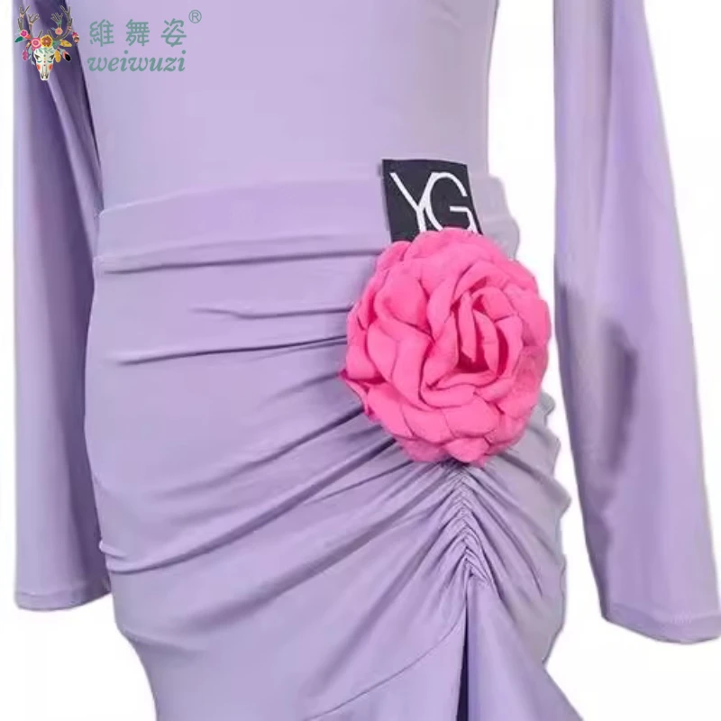 Children Latin Dance Dress Girls Mordern Dance Ballroom Dresses Salsa Tango Skirt Practice Competition Stage Performance Costume