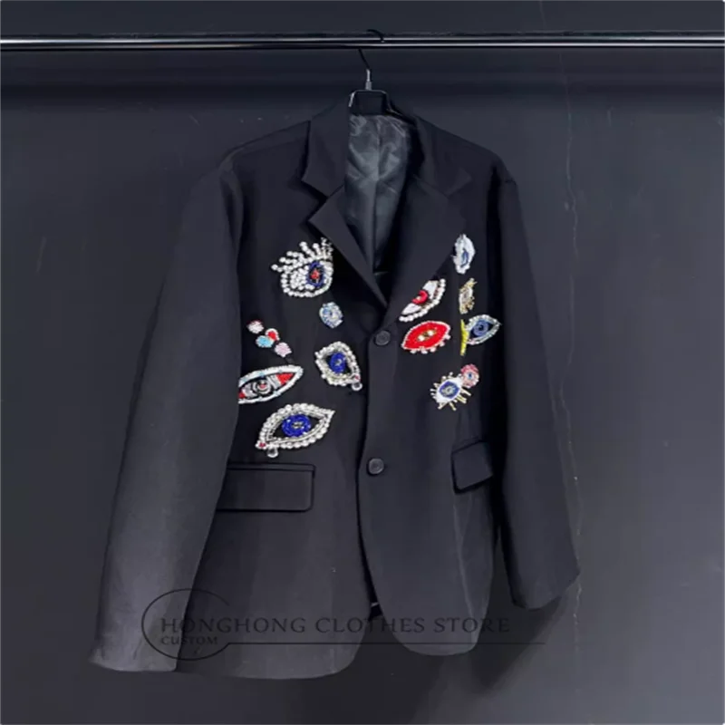 

Autumn and winter new hand-stitched eye drill suit jacket original design loose custom coat