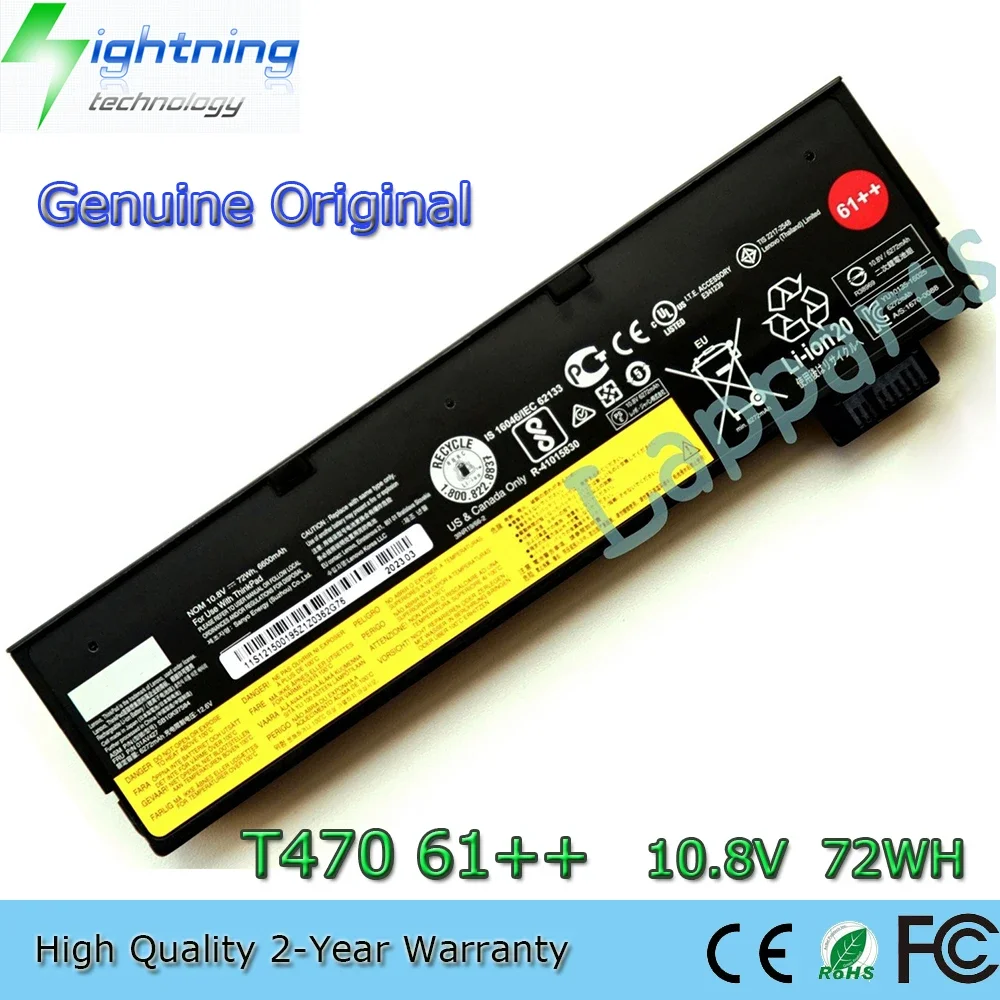 

Brand New Genuine Original T470 61++ 10.8V 72Wh Laptop Battery for Lenovo ThinkPad T470 T480 T570 T580 P51S P52S 01AV427 01AV428