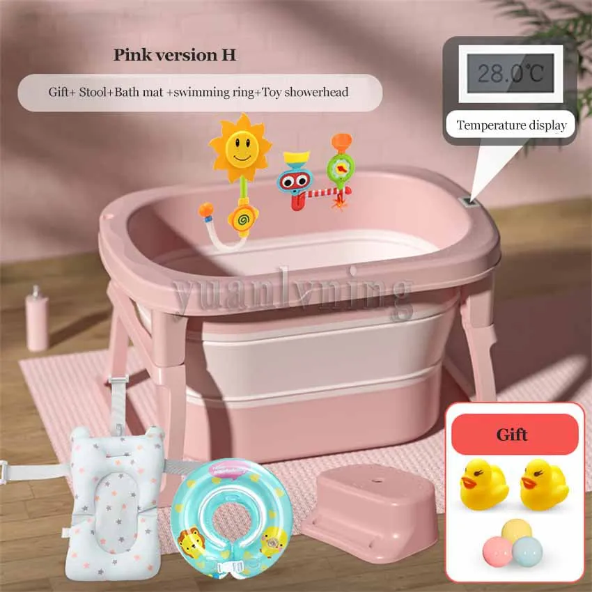 Upgraded  Baby Bathtub Home Convenient Folding Basin Safety Material Bath Basin Stable Load-bearing Bath Bucket 0-15 Years Old