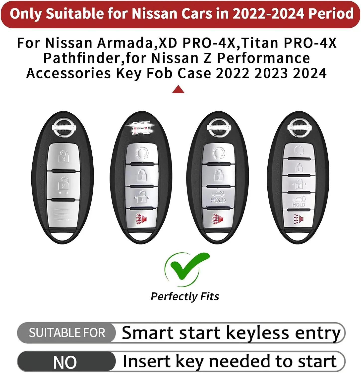 Carbon Fiber Key Cover for Nissan Key Shell Protector for Nissan Armada XD PRO-4X Titan PRO-4X Pathfinder Z Performance 2024