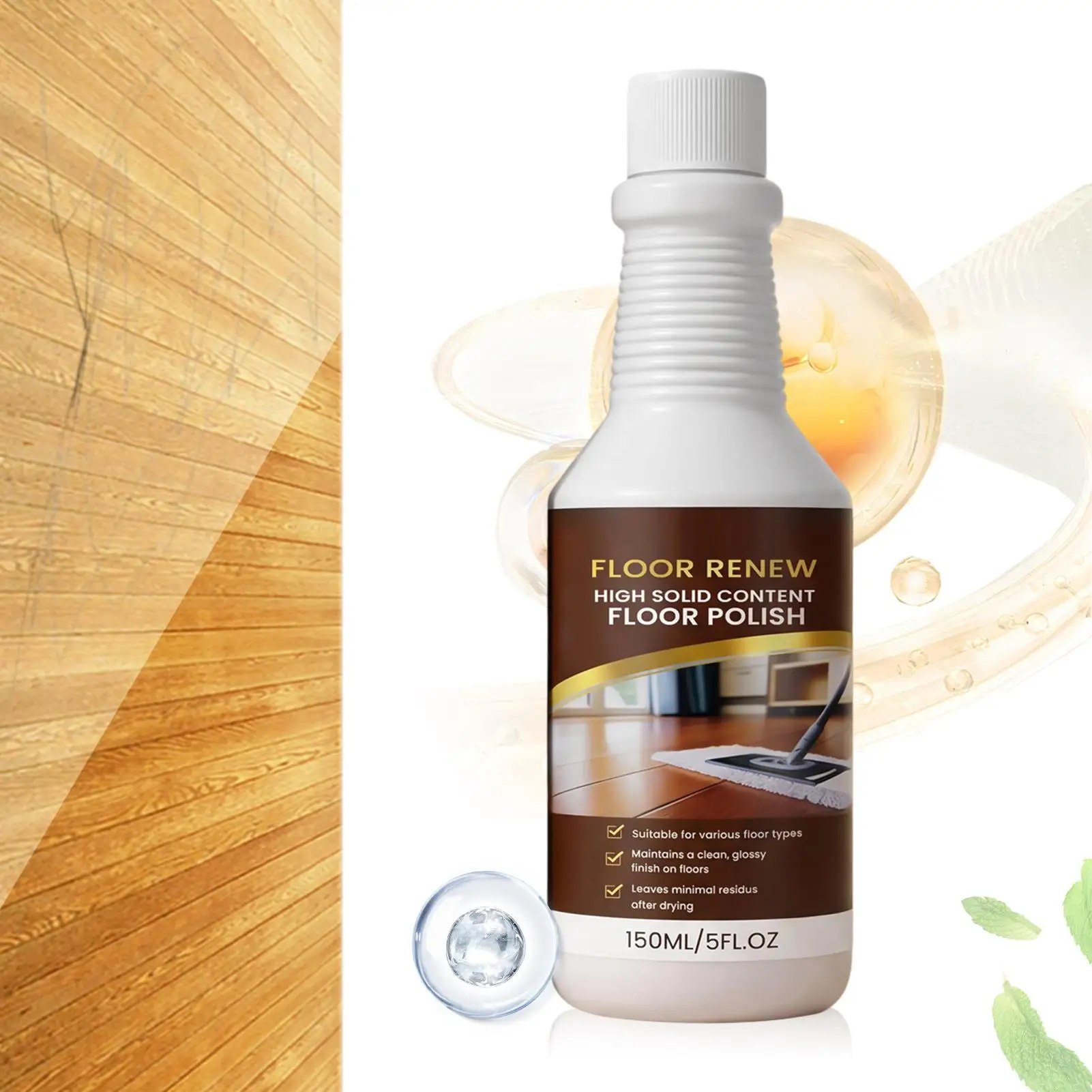 150ml Wood Floor Restorer & Shine Cleaner for Scratch Removal & Protective Layer, Home Bedroom Living Room
