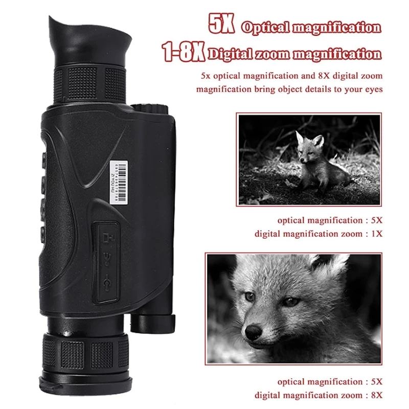 HD Digital Night Vision Monocular Camera Outdoor Hunting Patrol Real-time AV Video Output Wildlife 200m Image Video Recording