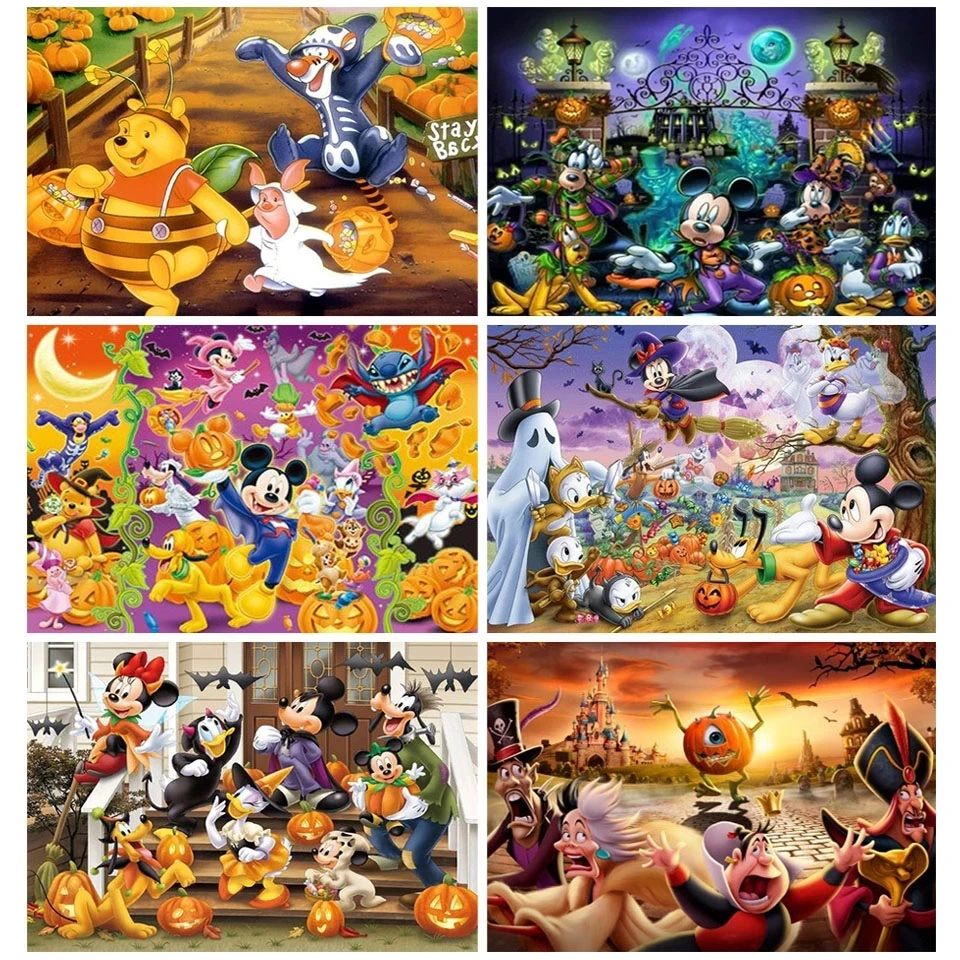 Halloween Disney Mickey Minnie 1000 Piece Jigsaw Puzzle Children's Brain Burning Puzzle Game Holiday Gift