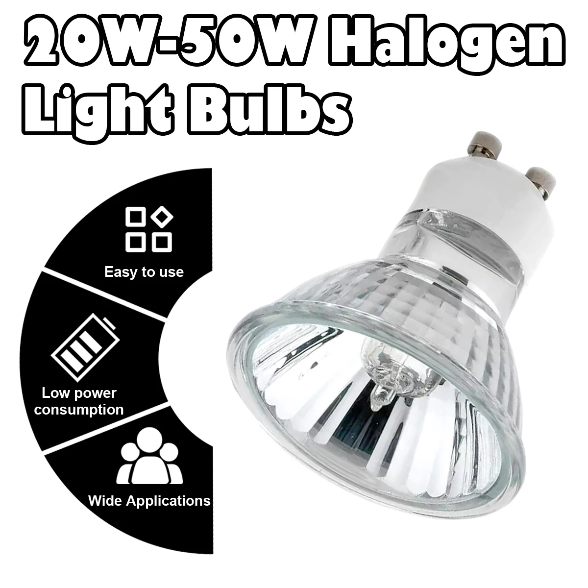Halogen Spotlight Bulb 20w 35w 50w 2800-3200k Bi-pin 2pin Base Dimmable Spotlights 110v 220v 12v Gu10 Mr16 Gu5.3 Glass Shell 30°