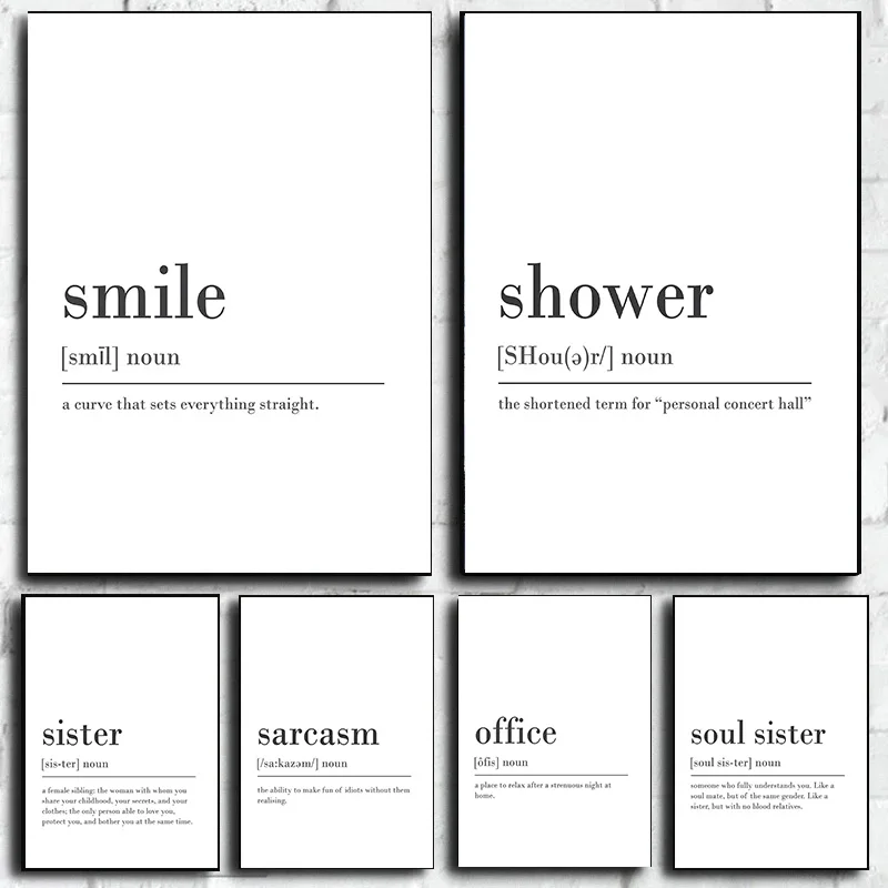 Word Analysis Lagom Love Office Smile Travel Definition Poster Print Wall Art Pictures Canvas Painting Room Bedroom Home Decor