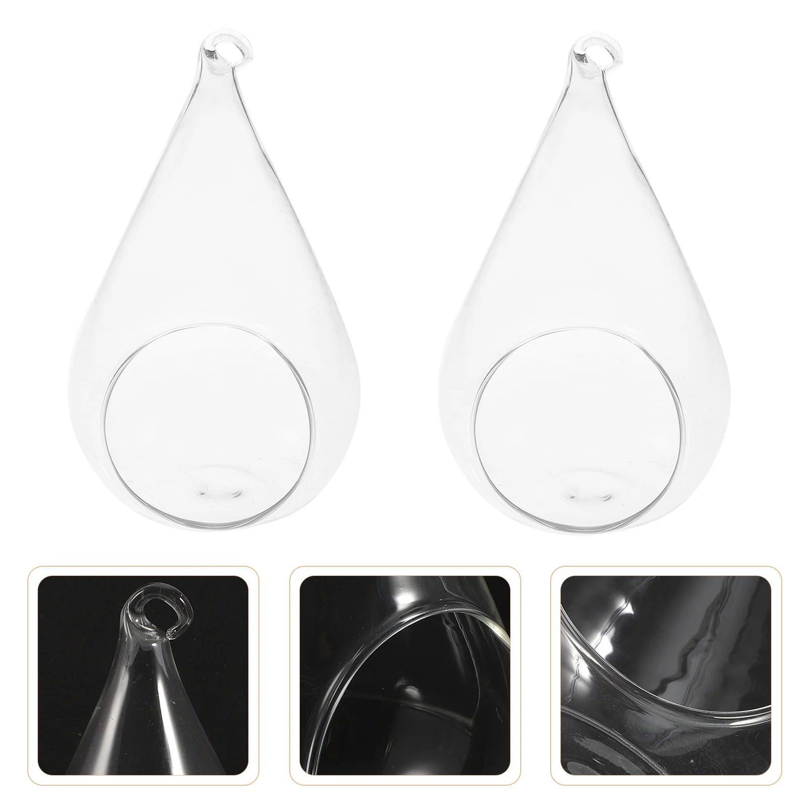 

2Pcs Transparent Glass Vase Hanging Style Small Plant Holder Flower Arrangement Vase Clear Decorative Bottle for DIY