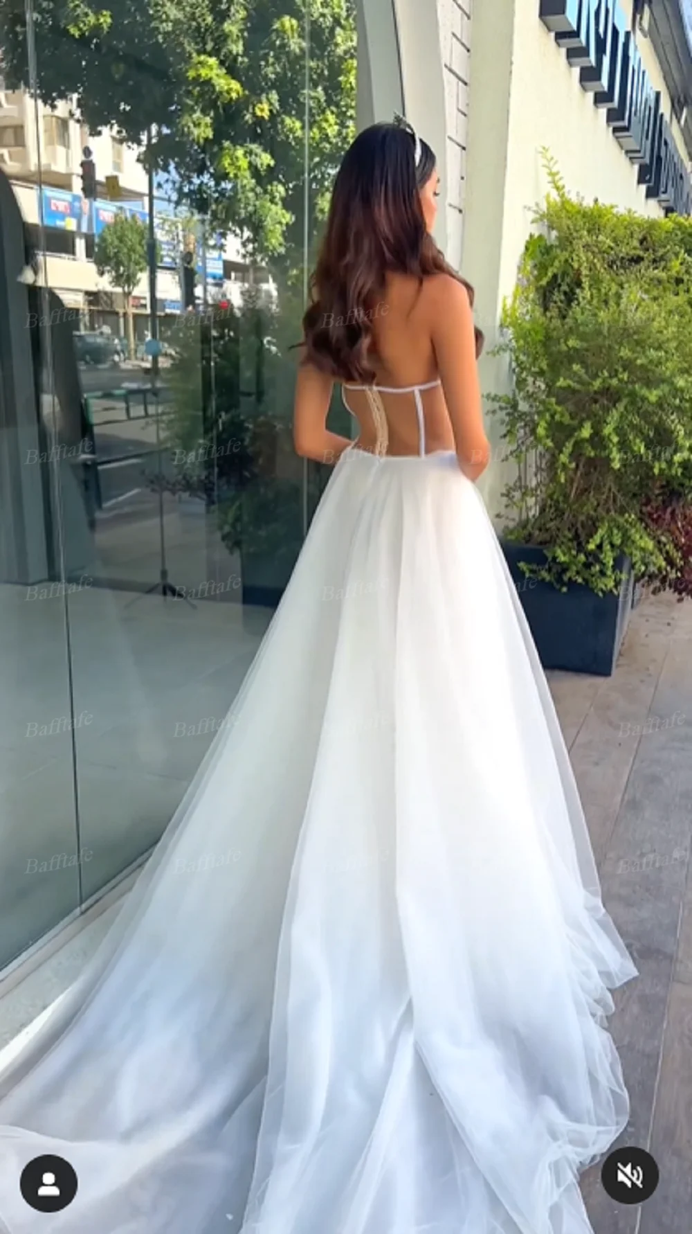 Bafftafe A Line Transparent Top Wedding Dresses For Bride A Line Tulle Pleated Sweetheart Bridal Gowns Formal Women Party Dress