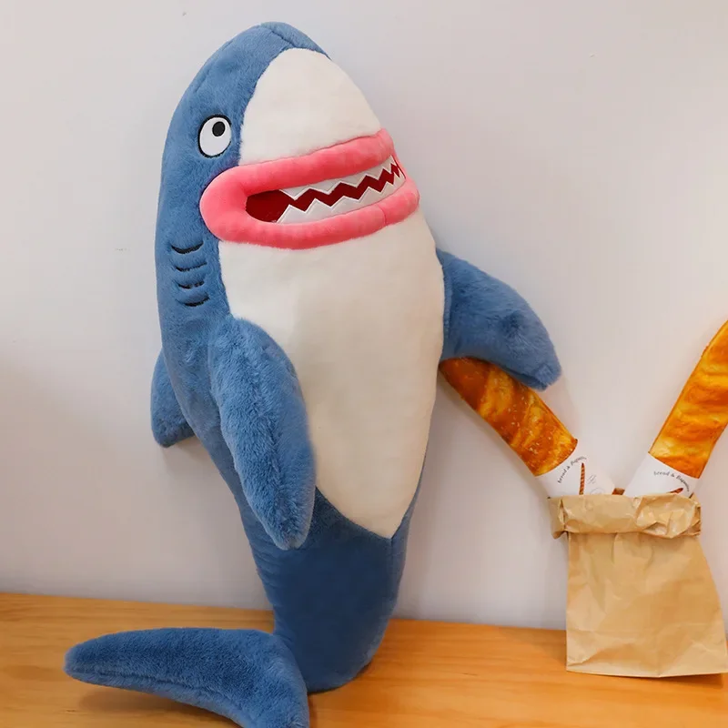 80/100cm Oversize Cute Shark Plush Toys Soft Stuffed Dolls Speelgoed Animal Reading Pillow for Birthday Gifts Cushion Doll Gifts