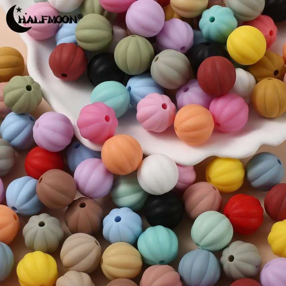 20Pcs 14mm Colorful Round lanterns Beads Silicone Chew Beads For Nursing Teether Toy DIY Necklace Bracelet Pacifier Chain