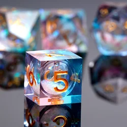 Dados poliédricos para juego de mesa mazmorra y Dragón, juego de dados de resina DND de 7 piezas, borde afilado, D4, D6, D8, D10, D12, D2