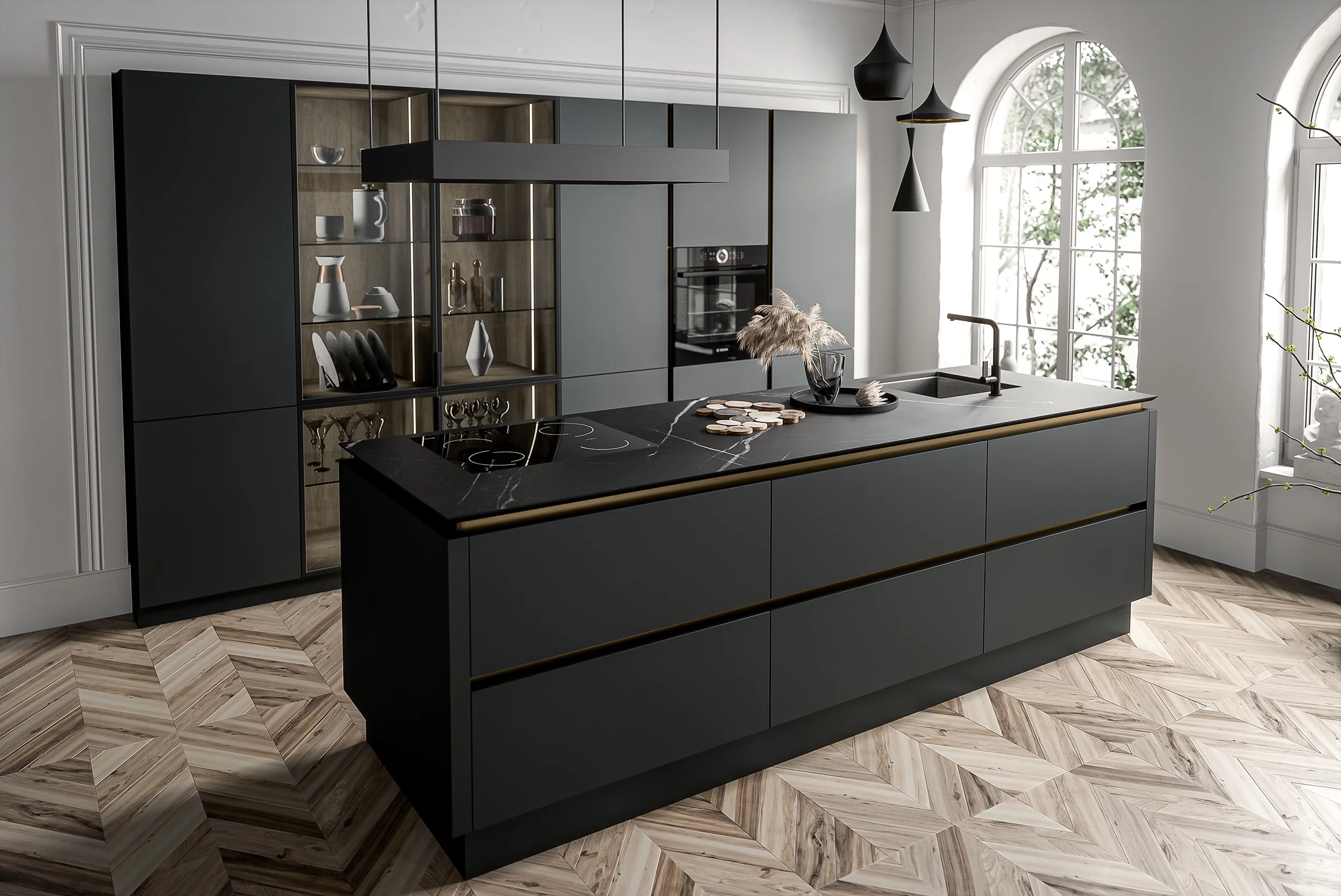 TLF Reserve   Modular Kitchen Cabinets MDF Carcase Melamine Board Doors Modern Design Backsplash Glass Stainless Quartz Ap