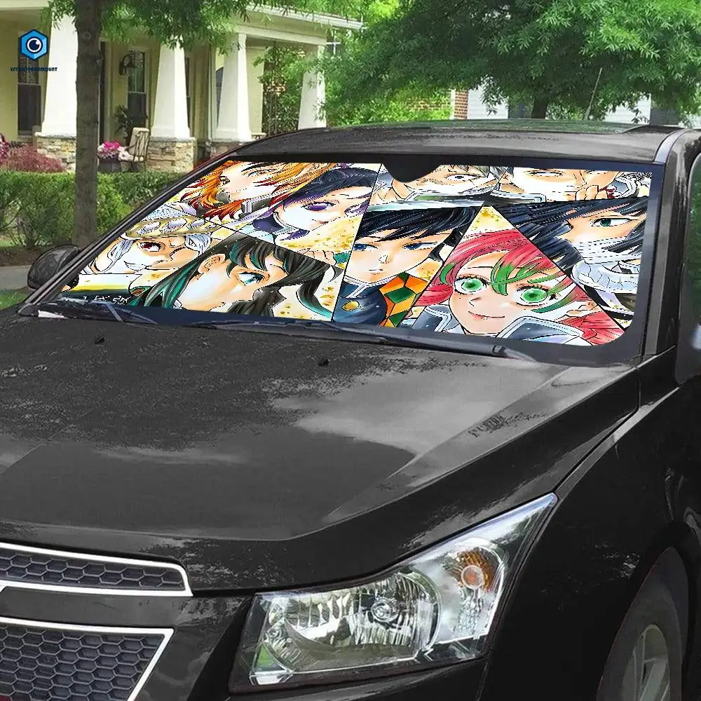 Anime D-DemonS Slayer Car Sunshade Shield Windshield Window Sun Blocker Cover Interior Protection For Truck SUV Visor Universal - view 4