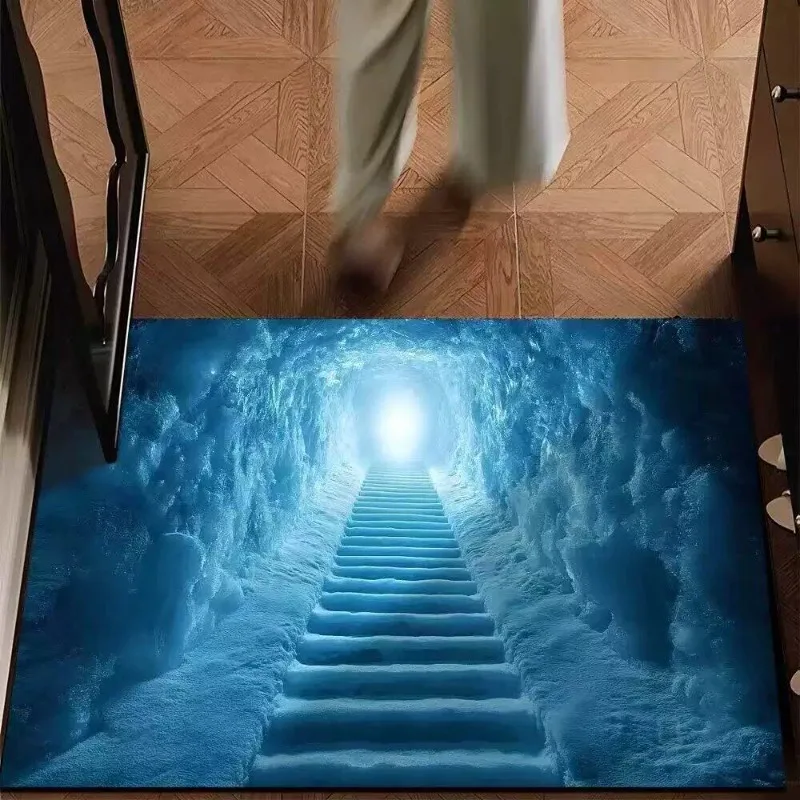 

Creative 3D Visual Effect Floor Mat Diatomite Water‑Absorbent Quick‑Dry Non‑Slip Glacier Waterfall Doormat for Bathroom Entrance
