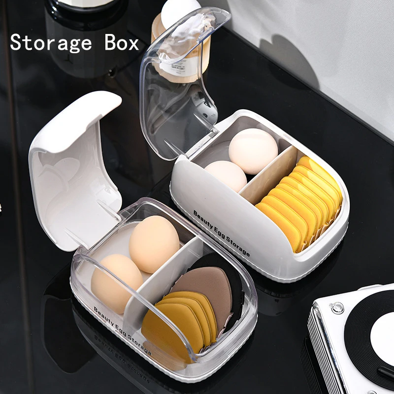

Powder Puff Beauty Egg Storage Box Multifunctional Grid Cosmetic Puff Storage Box Flip Lid Design Waterproof Dustproof Boxes
