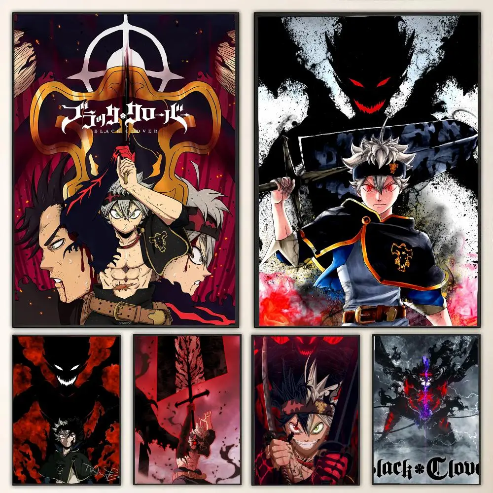 AnimeB- Black Clover Gemälde Kalligraphie Leinwand Poster Wandkunst für Wohnzimmer Schlafzimmer Café Dekoration Geschenk