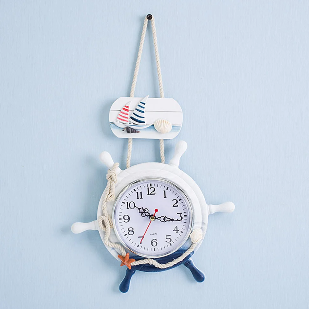 

Wall Clock Mediterranean Style Hanging Clock for Home Hotel Dorm Easy to Install Material Unique Gift Creative