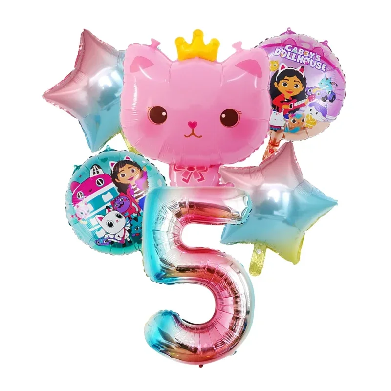 Gabby DollHouse Metallische Luftballons Cartoon Mädchen Geburtstagsparty Dekorationszubehör Baby-Shower Globos Geschenk – Detail 6