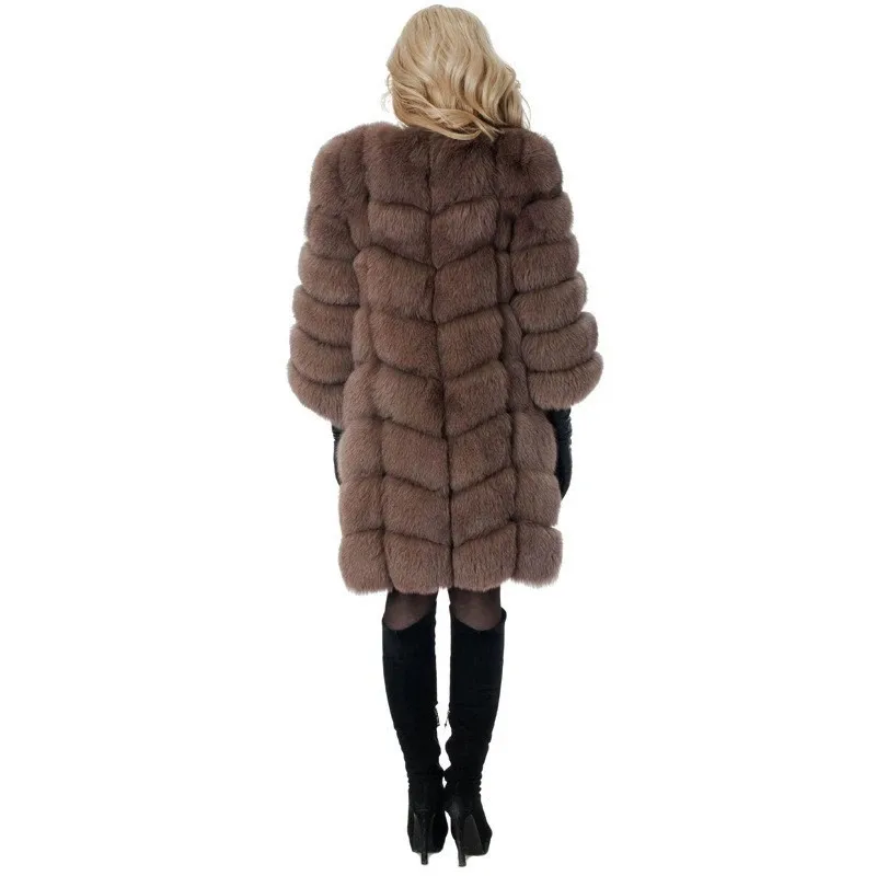 New Winter Female Fake Fox Fur Coat Winter Warm White Black Gray Fur Jacket