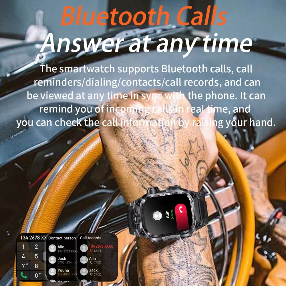 Para Huawei Xiaomi 2,01 pulgadas reloj inteligente hombres 650 mAh batería 150 + Fitness Tracker marcan Bluetooth llamada Smartwatch hombre nuevo 2025