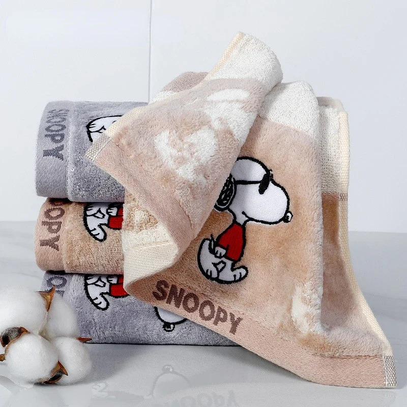 Snoopy Towel Cartoon Animation Cotton Thick Face Towel Boys Girls Absorbent Soft Towels Cute Simple Couple Type Comfortable