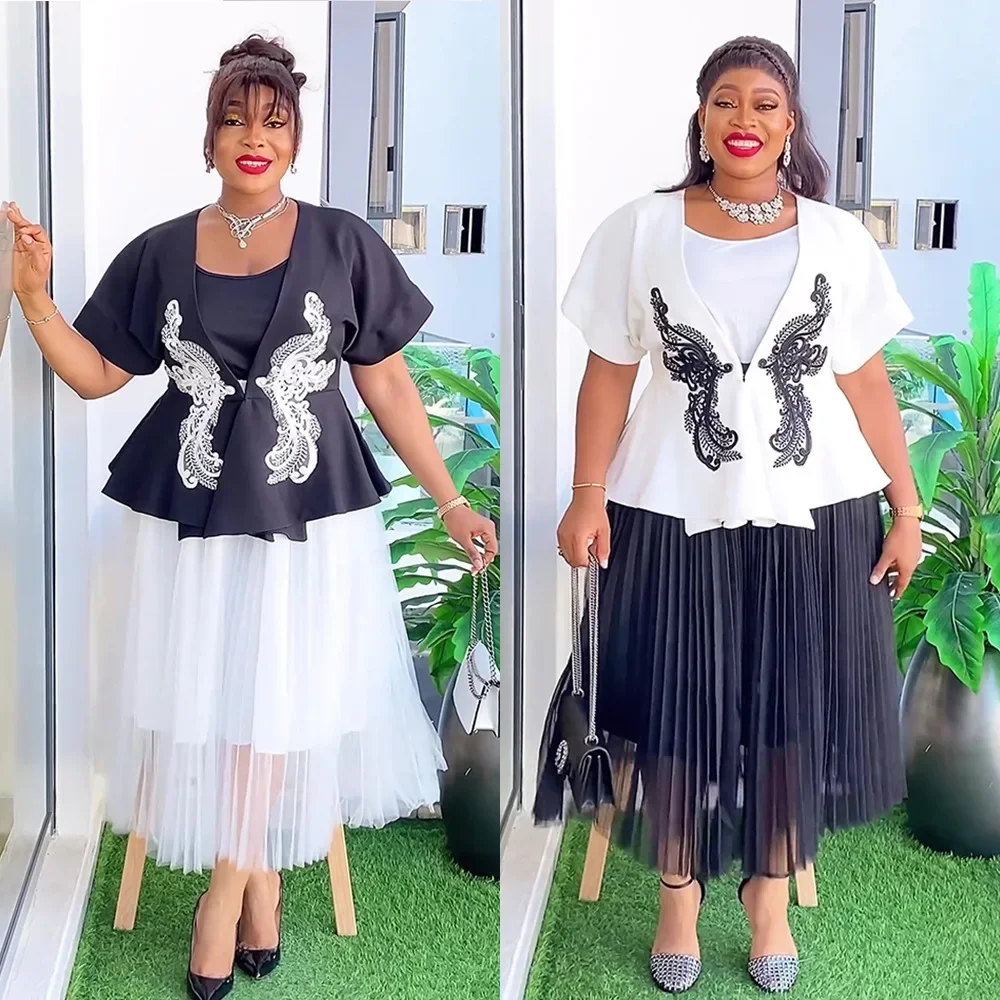 Elegante Afrikaanse trouwjurken voor vrouwen Plus size Afrika kleding Office Lady feestjurk met jas Dashiki Ankara outfits gewaad