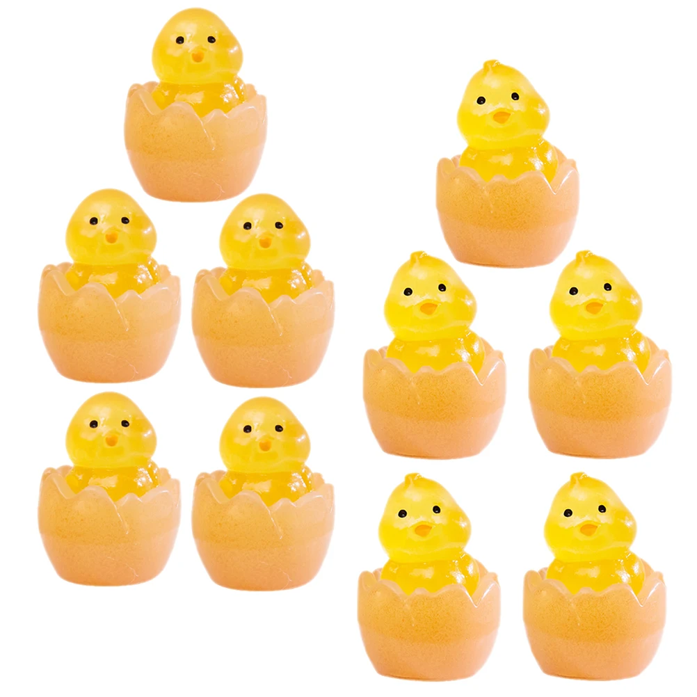 

10Pcs Realistic Mini Chick Duck Resin Figurines Luminous Garden Micro Landscape Decoration Animal Statues Chick Statue