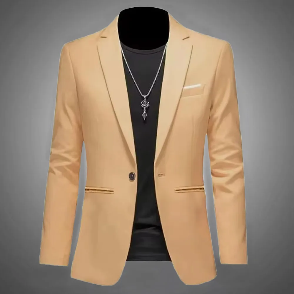 Men\'s Trendy Leisure Boutique Suit Jacket  Autumn Casual Business Slim Fit Non-ironing Single Button Suit Solid Formal Blouse