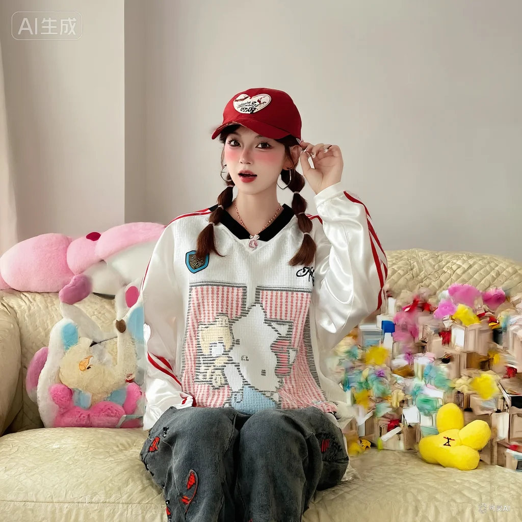 

Популярная корейская одежда «Hello Kitty» с вышивкой в стиле ретро, случайная кавайная милая футболка с ленивым милым рисунком, милые летние распродажи с героями мультфильмов Y2k