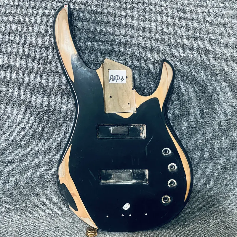 FB713 Black Color Paints Problems Active Pickups Electric Bass Unfinished Bass Body 5 or 6 Strings for Replace and DIY Damaged