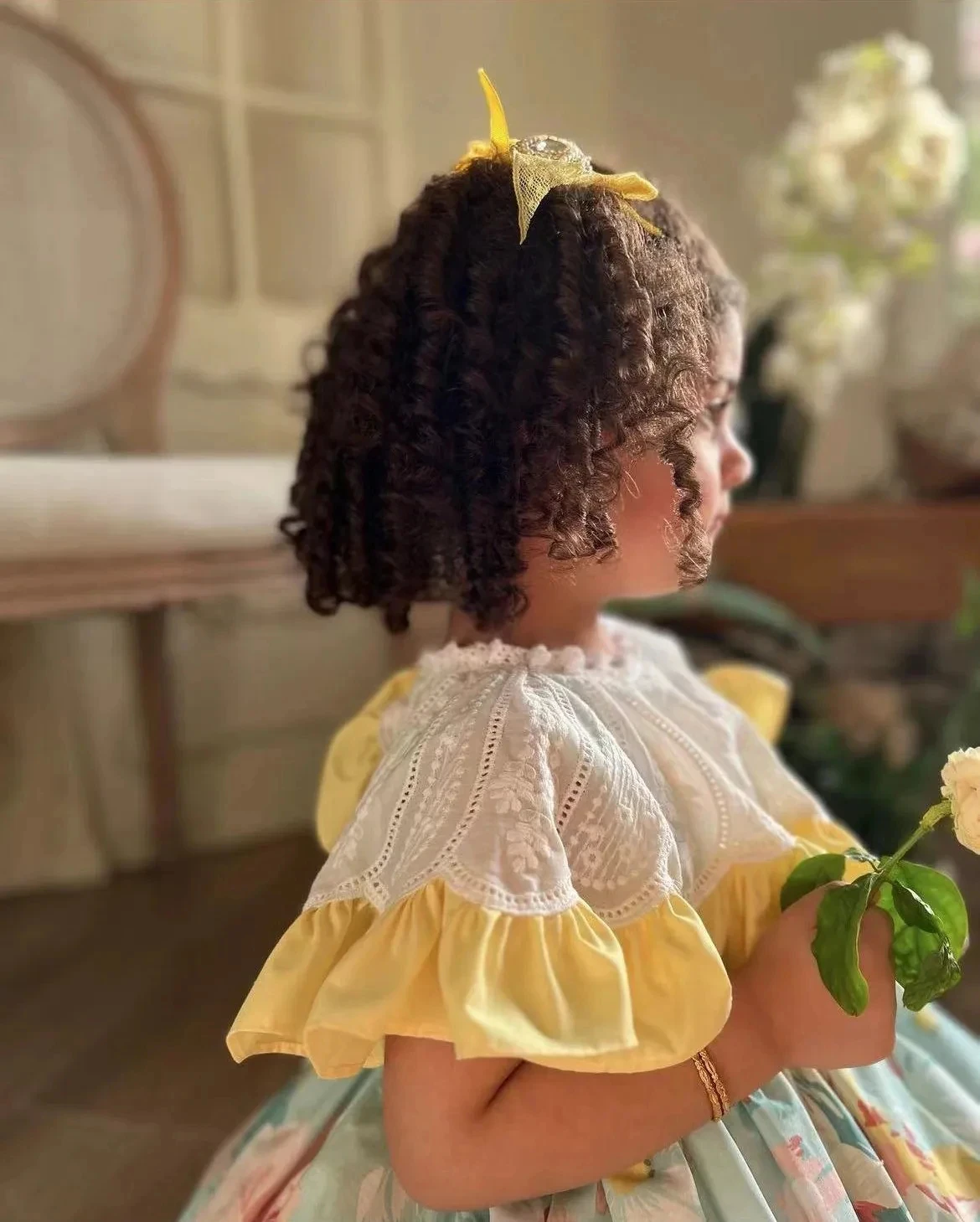 طفلة الصيف الوردي الأزهار الأزرق التركية خمر لوليتا الأميرة الكرة ثوب ثوب لعطلة عيد ميلاد التصوير المعتاد B196