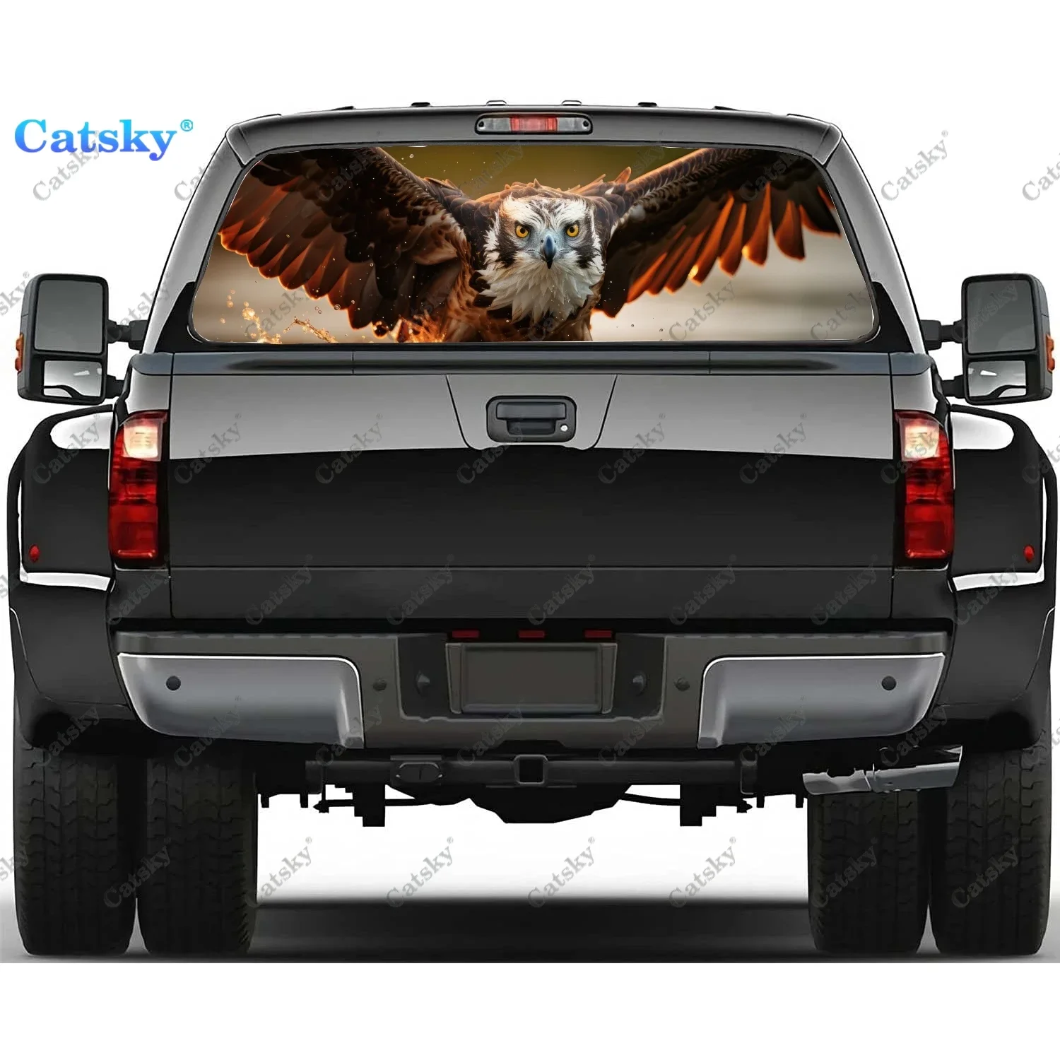 Amazing Osprey Animal Bird Rear Window Decal Fit Pickup,Truck,Car Universal See Through Perforated Back Window Vinyl Sticker