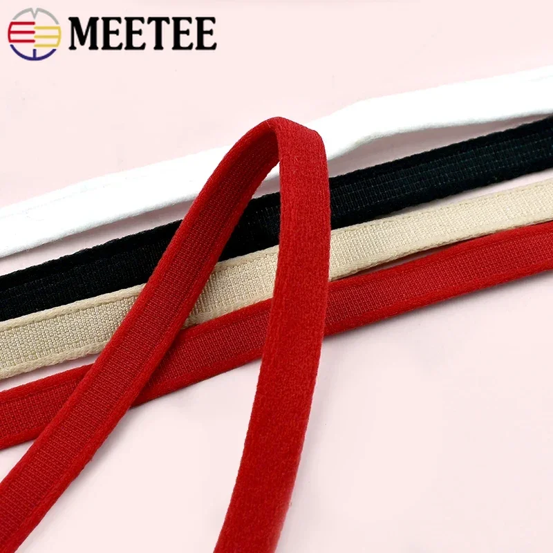 

2-10Meters Meetee 10mm Nylon Webbing Tape Elastic Tubular Ribbon Band Bra Underwire Channeling Shoulder Strap Sewing Accessories