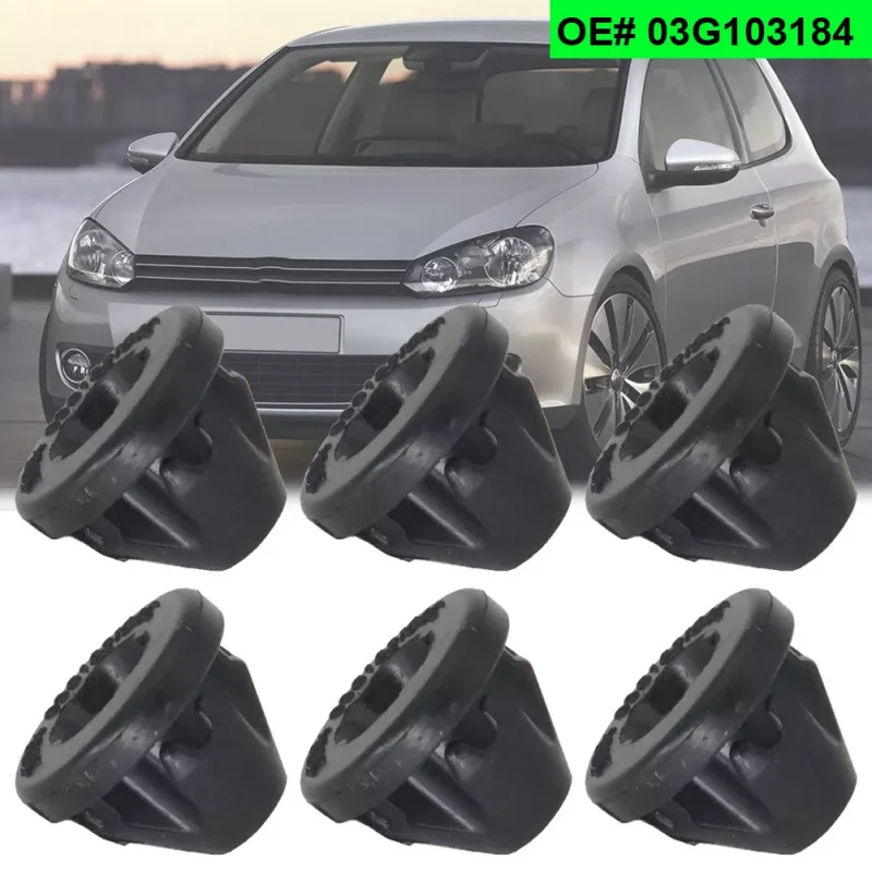 6pcs Engine Cover Trim Rubber Mount Grommet Bush Bump Stopper 03G103184 For VW Audi Skoda Seat Replaceable Car Accessories