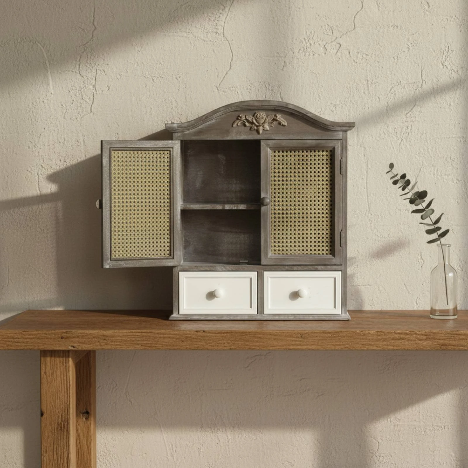 Rustic Display Cabinet Decorative Design Vintage Storage Cabinet Home Furniture Mid-20th Century-Century Look for Entryway