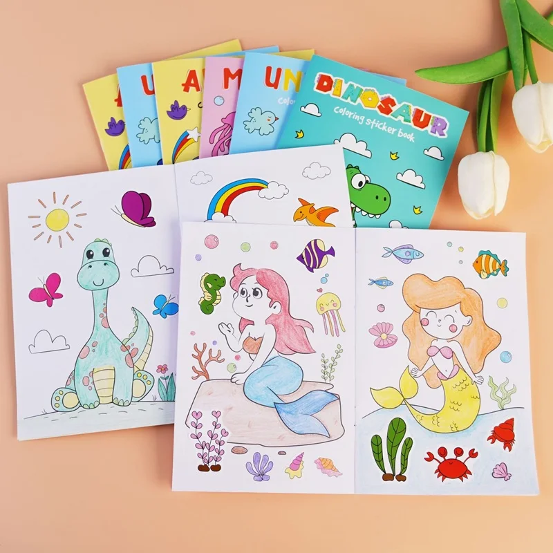 Malbuch für Kinder, Aufkleberbücher, lustige Malbücher, 3–6 Jahre, frühe Bildung, Vorschulaktivitäten, DIY-Malbücher mit Themen
