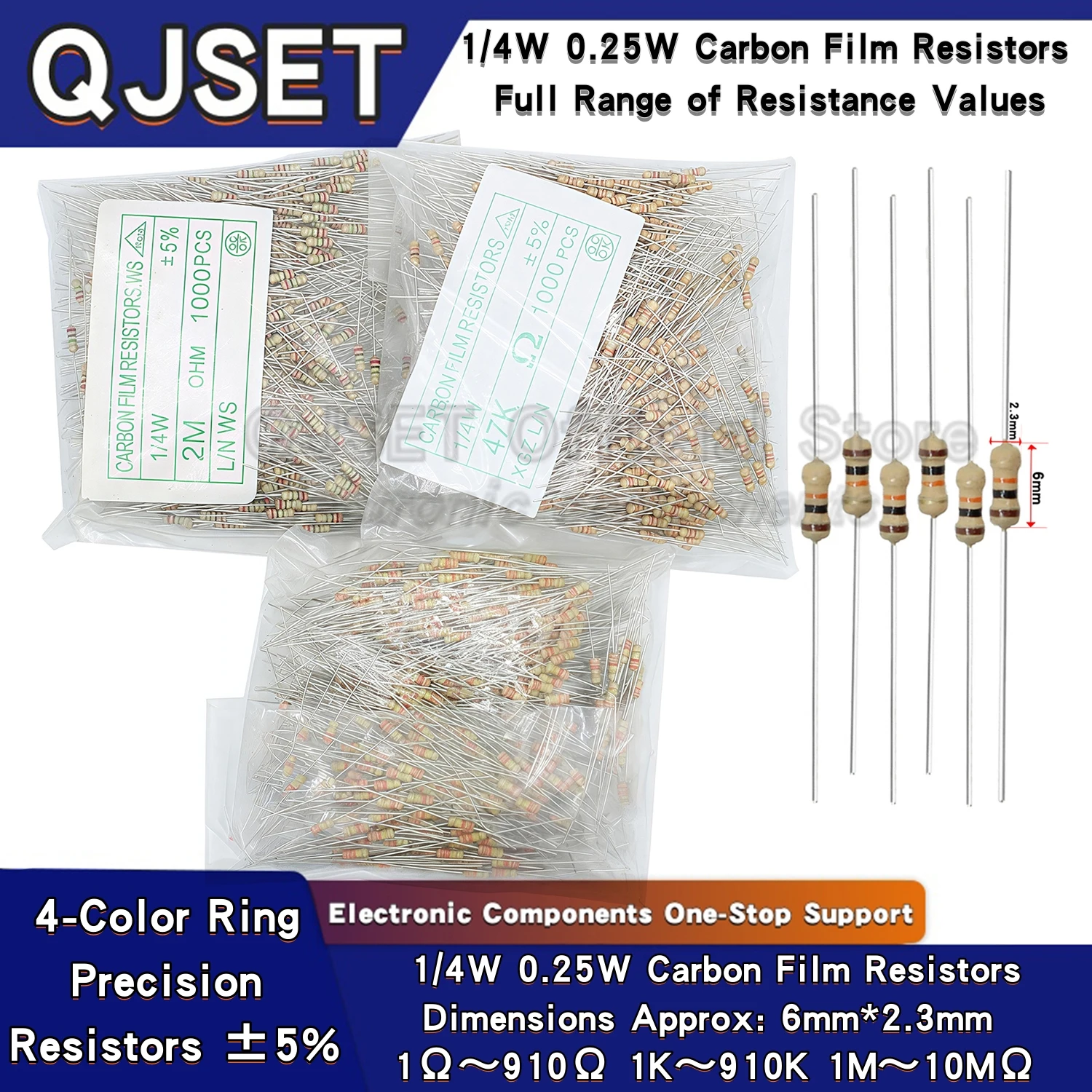 1000Pcs 1/4W Carbon…