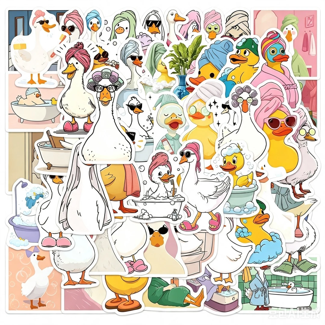 Autocollants amusants en forme de canard, 54 pièces, autocollants mignons pour salle de bain, pour téléphone, ordinateur portable, valise, cahier, skateboard, autocollants imperméables