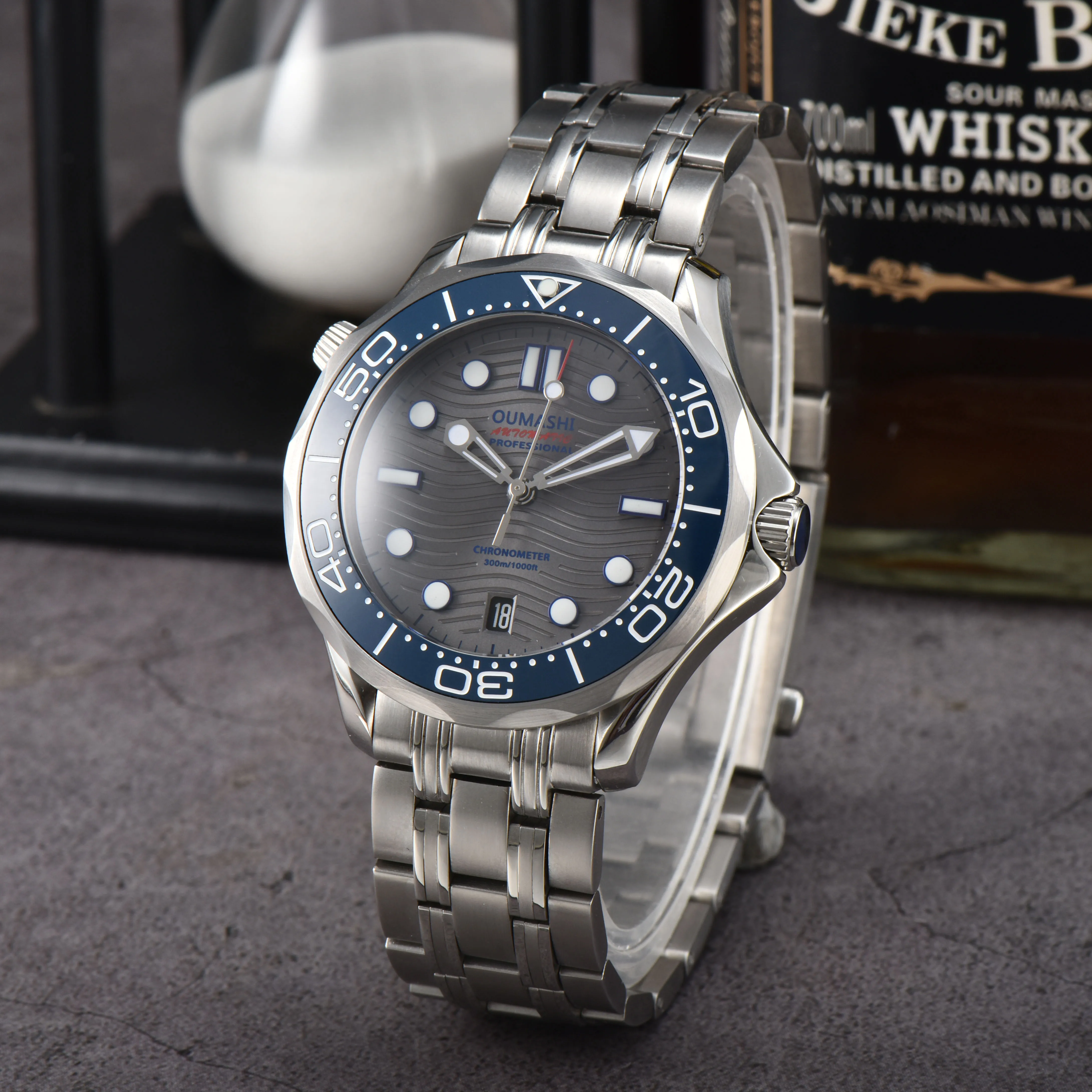 42mm NH35 Silver Automatic Watch for Men Sapphire Glass 316L Stainless steel 10bar waterproof watch Green luminous dial