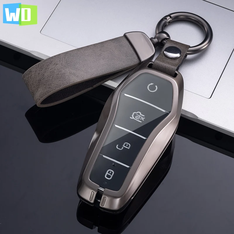 

New Fashion Metal Car Key Case For BYD Atto 3 Han EV Dolphin 4 Buttons Remote Control Protect Cover Auto Accessories