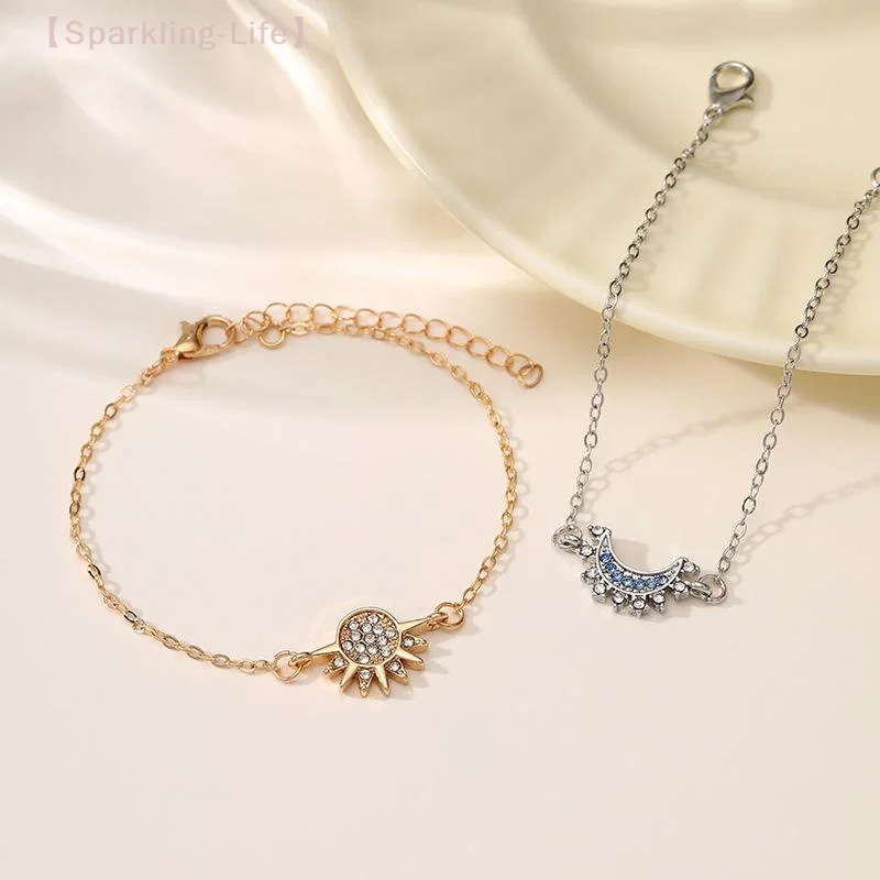 【JYA1】2 قطعة سلسلة الموضة للرجال والنساء هدايا صديق جيد جديد المعادن المغناطيسي الشمس القمر زوجين قلادة الاتجاه مجوهرات